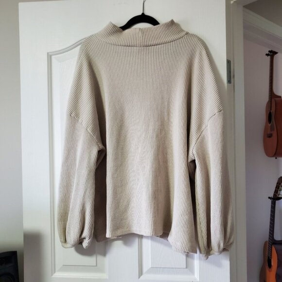 Ava & Viv Fleece Mock Neck Thermal Waffle Thermal Sweater 3X - Picture 3 of 9